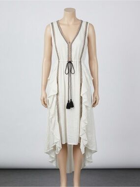 Talisman Baba Maxi Dress Off White Boho Ruffle - Sundance Catalog - NWT - Small